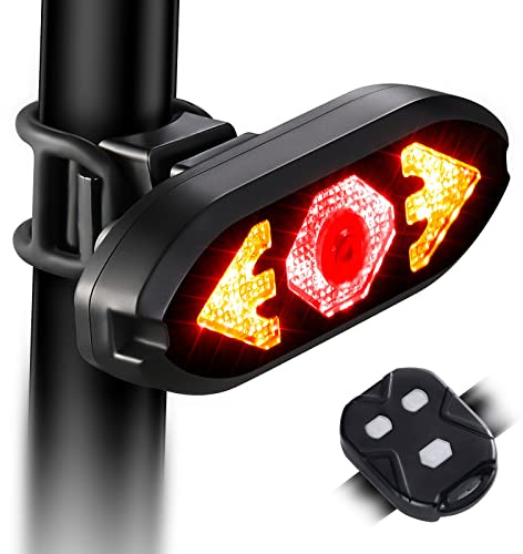 MOMIMO Luz trasera inalámbrica para bicicleta con intermitentes, mando USB, impermeable, ultrabrillante