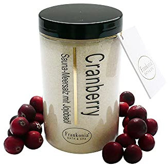 Frankonia BATH & SPA Sauna Salz Peeling Cranberry – 400 g Meersalz-Körperpeeling mit Jojobaöl & Vitamin E – Dusch- & Body Scrub für alle Hauttypen – Vegan & ohne Parabene – ohne Microplastik