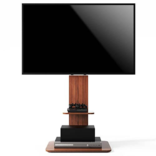 UNHO Support TV sur Pied: Meuble TV Pied pour Téléviseur de 32 à 65 Pouce Pied TV Réglable Ecran LED LCD Plasma avec 2 Étagères - Charge 30kg VESA Max 600x400
