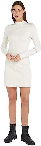 Calvin Klein Jeans Coated Milano A-Line Dress J20J221983 Vestidos de Corte Ajustado y Acampanados, Blanco (Ivory), XL para Mujer