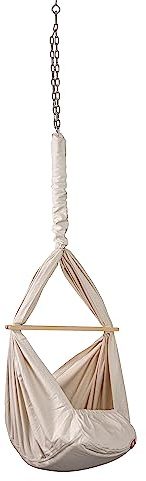 elvent® Lullaby Federwiege Set mit Matratze, Baumwolle, Made in Germany (Baby Hängewiege mit Deckenbefestigung, Naturbeige)