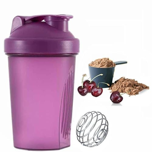 Bouteille shaker pour boisson protéinée de 400 ml, shaker pour boisson protéinée, gobelets shaker portables avant l'entraînement avec mélangeur à billes à fil idéal pour mélanger des boissons en