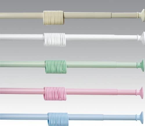 LiKeKa Duschvorhangstange 160-270 cm Ausziehbar aus Aluminium, Gardinenstange ohne Schrauben&Bohren verstellbar für Dusche&Badewanne, Inklusive der farblich passenden Vorhangringe (Hellblau)