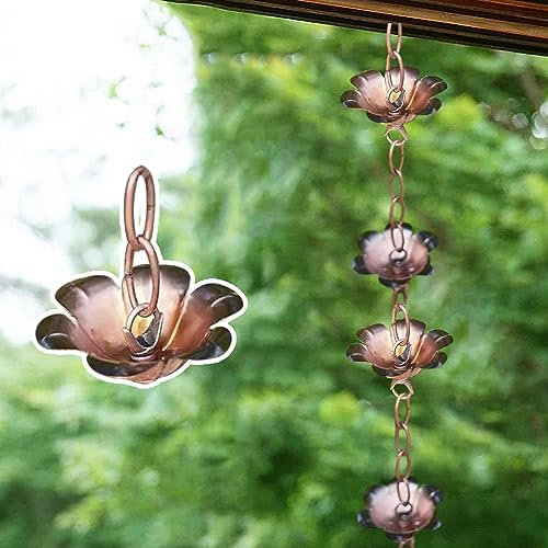 Regenkette 1m/2m/3m/4m Regenkette für Dachrinnen-Fallrohre, Regenfängerkette Japanisch für Outdoor-Dekoration, Dicke Eiserne Blumenbecher, Regenfänger, Umlenker ( Color : Style4 , Size : 2.6m/8.5ft )