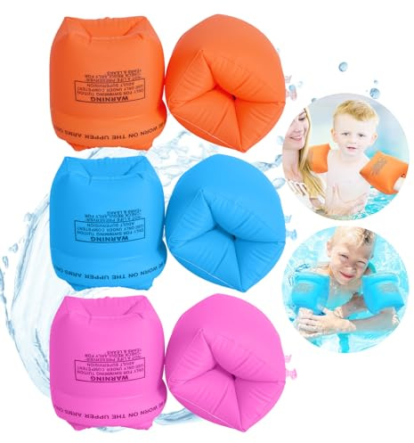 dfjdskl Arm floaties for Kids - Inflatable Swim Arm Bands, Soft Waterproof PVC Floaties for Swimming Learning, Adult Arm Floaties, Comfortable Drum-Type Design for Pool & Beach Use（6 Pack