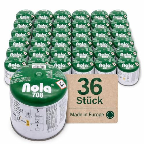 NOLA Cartuchos de Gas butano 190 g (Pack de 12) | Cartuchos universales para hornillos, lámparas y quemadores de Camping | Compatible con Dispositivos de Cartucho 708