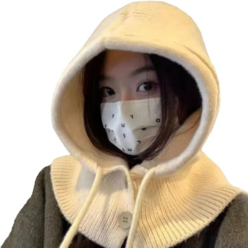 Bufanda de Punto con Capucha – Bufanda de Lana para Mujer, Gorro cálido para la Cara, Gorro, Bufanda, Deportivo, Resistente al Viento, Moderno, cálido, Calentador de Cuello, Bufanda con Capucha para