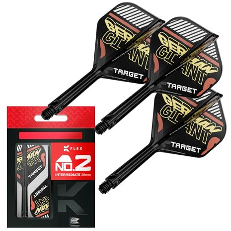 TARGET Darts Gabriel Clemens K Flex Flights und Shaft System, No.2 (Intermediate, 26mm) | Packung mit 3 Kflex All In One Flights, Player Edition Darts Zubehör | K-Flex Dart Schaft