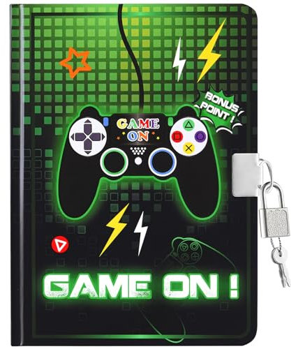 WERNNSAI Diario de Juegos Brillante: ¡Ilumina tus sueños de juego! Este diario tiene una portada brillante y un diseño elegante que llama la atención al instante. Diseñado para pequeños gamers