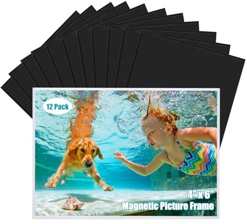 12 Stück Magnet Bilderrahmen 10 x 15cm - Magnetische Fototaschen für Kühlschrank und Spind