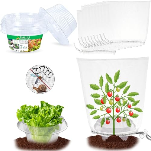【6 stycken + 6 stycken nät】Transparent snigelkrage, snigelskydd, snigelstaket, snigelskyddsringar, för att skydda sniglar, för dina salladsväxter och kål – skyddar växter från djurspott