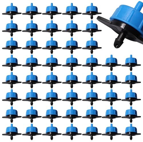 VooGenzek 50 Piezas 0.5 GPH Gotero Compensador de Presión, 1/4 Pulgadas Emisores de Goteo de Riego de Plástico, Goteros de Riego de Jardín, para Riego por Goteo de Césped de Jardín, 2L