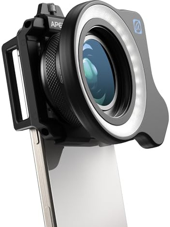 APEXEL 10-20X Macro Lens for iPhone & Android Phones | HD Photography Lens Kit with Universal Clip & 45-Mode Fill Light | Capture Still Life Close-Ups, Insects, Plants, Jewelry, Food & Small Objects
