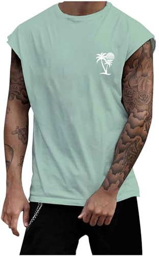 Camisetas sin mangas hawaianas básicas para hombre 2025, camisetas de playa con árbol de palma hawaiana, camisetas sin mangas para vacaciones de verano, camisetas tropicales de manga corta, camisetas