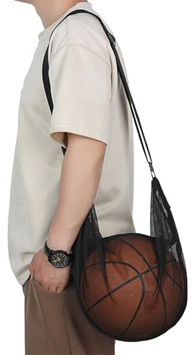 IBLUELOVER Sac à Bandoulière de Basket-Ball en Maille Sac Sport à Basketball Football Volleyball Tennis Rugby Filet de Ballon avec Sangle Réglable Sacs Rangement Pochette Transport Natation Gym Plage