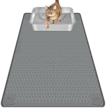 Bartuke Cat Litter Box Mat, 34 x 22 Silicone Mat for Litter Tray
