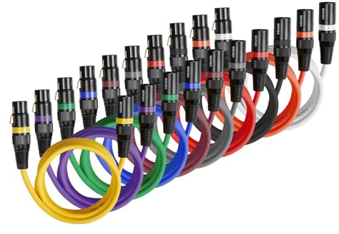 VEVOR Câble XLR 2 m, lot de 10, câble de microphone DMX mâles vers femelles symétriques blindés, cordon de haut-parleur XLR 3 broches plaqués or, pour éclairage de scène, amplificateur, mixeurs