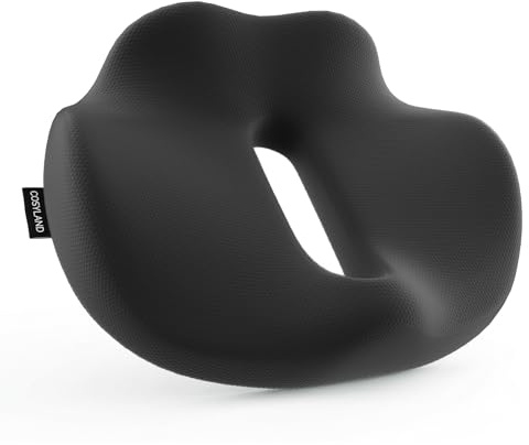 COSYLAND Cuscino Sedia Ufficio in Memory Foam, Cuscino per Sedia da Ufficio con Fondo Antiscivolo e Fodera Lavabile, Cuscino Ergonomico per Auto, Casa e Gaming (Nero)