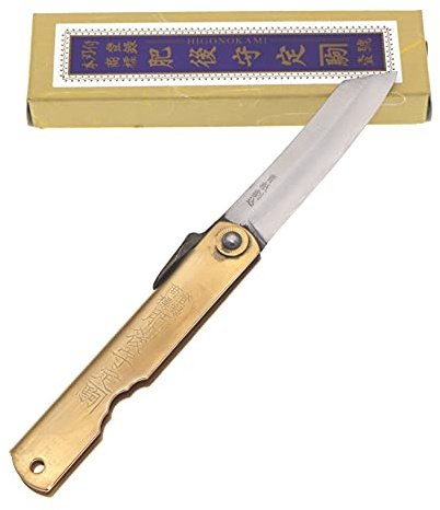 HIGO NO KAMI Navaja Japonesa de Bolsillo Plegable Cuchillo Tokubetsu Tedukuri Hecho a Mano en Japón por Nagao Kanekoma