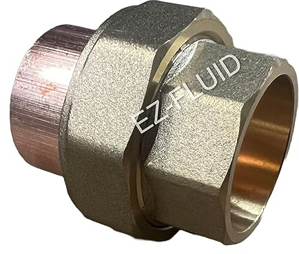 (1-Pack) EZ-FLUID Plumbing 1/2 C X C Copper Union, Copper Union Fitting CxC Solder Sweat Straight Connection Repair Coupling Fittings,LF Brass
