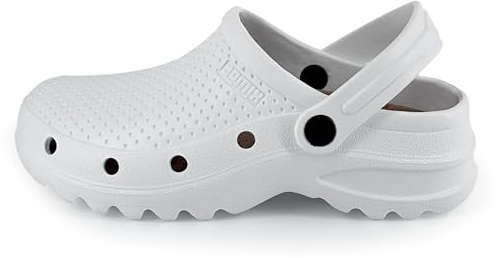 JOMIX Herren Clogs Krankenhaus Küche Arbeitsclogs Anti-Rutsch Gummi Arbeitsschuhe Gartenschuhe (Weiß, 42/43 EU)