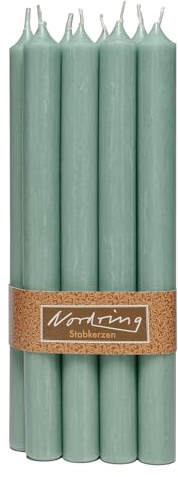 Nordring 8 Stabkerzen Rustik moosgrün 2,2 x 18 cm hoch durchgefärbt RAL-zertifiziert
