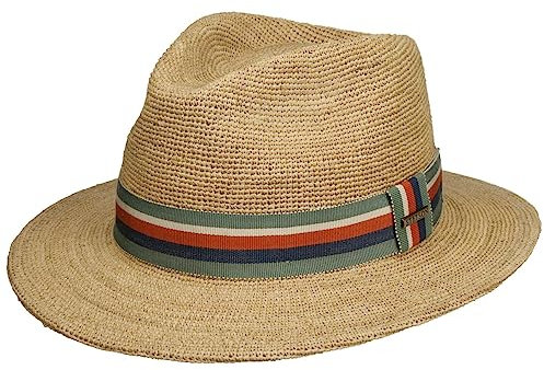 Stetson Littlefield Raffiahut Traveller Stil Naturfarbener Hut Luftig Handgefertigt Damen Herren Frühjahr Sommer Natur L (58-59 cm)