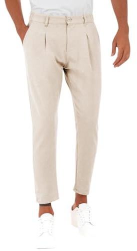 Runcati Pantalon de costume pour homme - Confortable et pratique - Décontracté - Pour le travail - Couleur unie - Avec poches, beige, XXL