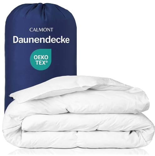 CALMONT - Daunen Bettdecke I Daunendecke 135x200 I 100% extra weiche Federn & Daunen | Fachärztlich geprüft für Allergiker | Oeko-Tex (135 x 200 cm, Leichte Sommerdecke)