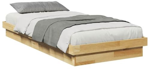 vidaXL Massivholzbett ohne Matratze 75x190 cm Eichenholz, Bettrahmen, Bett, Bett Massivholz, Schlafzimmermöbel, Bett Holz, Einzelbett, Holzbett