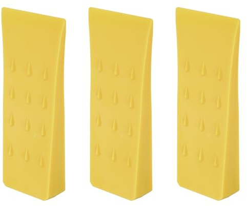 QUARKZMAN plastfällkil, 4 stycken ABS-plast, skogskil 152 mm, spaltkil för trä, plastkilar, fällkil med handskar med ficka för slagskruvdragare, vinkelkilar, gul
