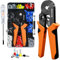 Crimpzange Aderendhülsen Set mit 1250 Aderendhülsenzange Selbsteinstellende 0,25-10mm² Krimpzange Crimp Zange Crimping Pliers mit Kabelendhülsen Krimpzangenset für Heimgebrauch