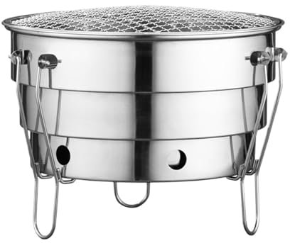 Plla de Barbacoa portátil de sobremesa para Exteriores, de carbón, de Acero Inoxidable, para Acampar al Aire Libre