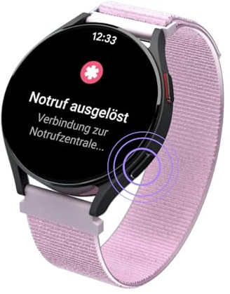 PATRONUS Notruf Uhr - für Senioren - Notfallarmband mit GPS & Notrufknopf - 24/7 Zentrale - ABO erforderlich - mit App - Sicherer Hausnotruf im Alltag (Rosa)