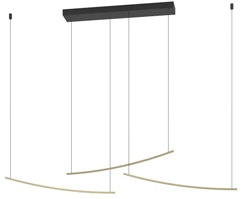 EGLO LED hängande lampa Seilsystem Vileggi, dimbar pendellampa för matbord | taklampa med Dip Switch, metall i mässing, varm- till kallvit, 3600 lumen