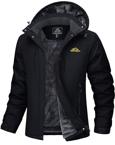 MAGCOMSEN Black Ski Jacket Women Snowboard Skiing Waterproof Warm Fleece Lined Insulated Winter Windproof Rain Coats L
