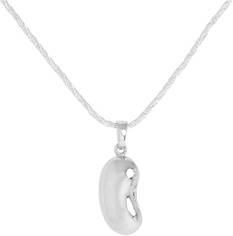 jewellerybox Sterling Silver Kidney Bean Necklace 18 Inches Chain