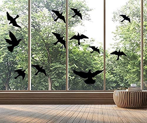 Autocollants anti-collision pour oiseaux de fenêtre, protection de porte en verre et sauvez les oiseaux, réflexion, 12 Pcs, Noir