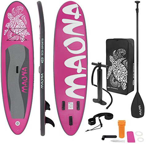 ECD Germany Stand Up Paddle Surf Sup Gonflable Maona | 308 x 78 x 10 cm | jusqu'à 120kg | PVC | Rose | Planche de Surf avec Pagaie Sac de Transport Pompe à Air et Accessoires | Sup Paddling Board