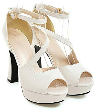 WMZQW Scarpe Decolté Plateau Donna Scarpe col Tacco Eleganti Tacchi Alti Scarpe da Sera Sexy Sposa Festa Sandali con Tacco Alto,Bianca,38