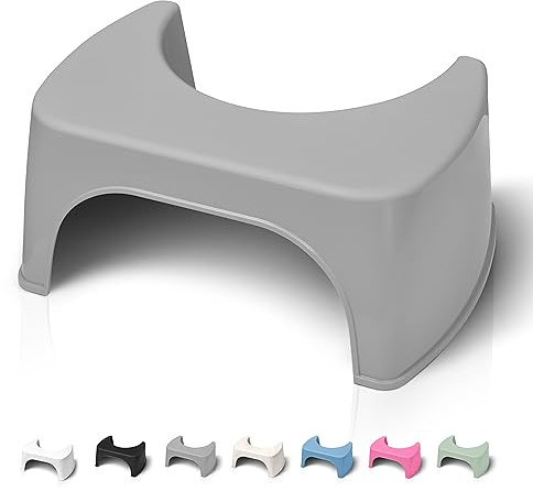 Tabouret de Toilette Physiologique Gris - Fabriqué en France en Plastique Recyclé - Marche Pied WC pour Adulte - Petit Banc Repose Pied pour Adopter la Position Squatty Anti Constipation