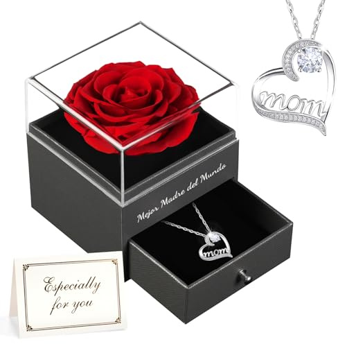 Special Mum Gifts | Eternal Real Rose Forever Rose Flowers for Women | Mejor Madre del Mundo | Sweet Gifts for Mum Nan Grandma | Mother's Day Birthday Gifts