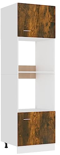 vidaXL Mueble para microondas Lyon de Roble Ahumado, 60 x 57 x 207 cm, Madera de ingeniería,