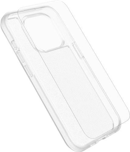 OtterBox Sturzschutz Bundle für iPhone 15 Pro, React Series Hülle Getestet nach Militärstandard und Glass Displayschutz, Transparent