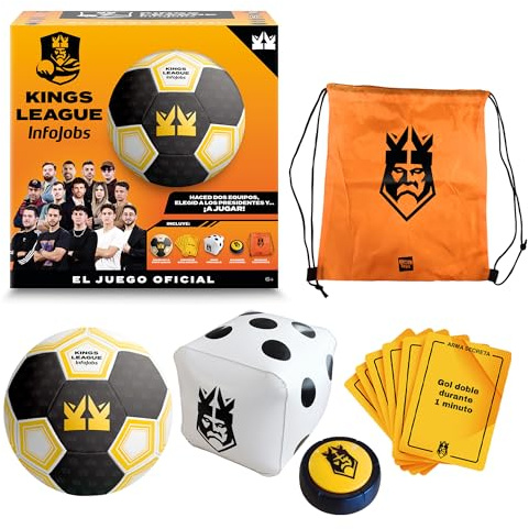 IMC Toys Juego Oficial Kings League- Juego de Futbol Recrea un Partido Real de la Kings League. Incluye, Balón, Cartas y Pulsador NIÑOS y NIÑAS +6 años