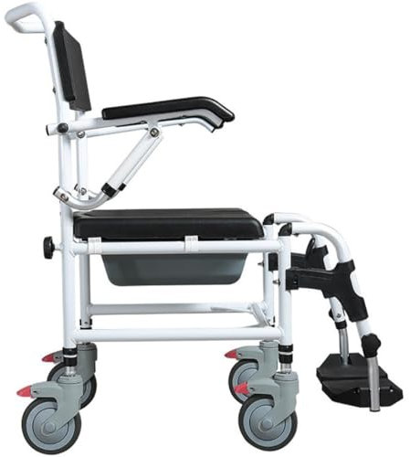 Dusch Toilettenstuhl Fahrbar Nachtstuhl,Toilettenstuhl Höhenverstellbar WC-Stuhl,Commode Toilet Chair for Bedroom,Klappbarer Toilettenstuhl,Armlehnen können angehoben werden A