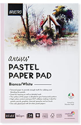 Brustro Artists’ Pastel Paper Pad of 24 Sheets (160 GSM), Colour – White, Size – 3.5 X 5.5″