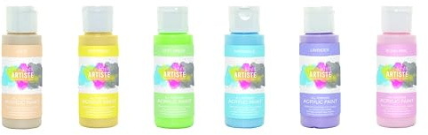 Artiste Set of 6 Spring And Easter Themed Acrylic Paints 59ml/2Oz, Quick-Drying Professional Art, Craft and Hobby Artists Paint, Travel Artists, Water-Based Paints Cover All Surfaces