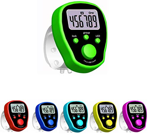 KERALI Contatore digitale Tasbeeh, contatore elettronico per le dita, contatore Tasbeeh con luce LED, funzione di blocco, contatore per dita alimentato a batteria, per casa, all'aperto, viaggi