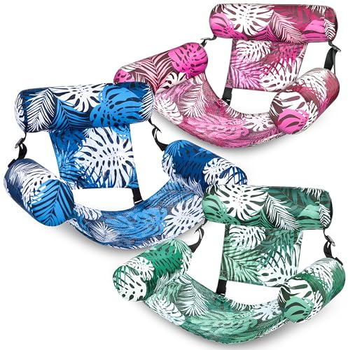 SLOOSH Pool Floats Chairs Adult, 3 Packs Inflatable Lounge Chairs,Blow up Pool Noodles Floats for Adults,Water Floating for Beach Party Summer Water Fun,Tropical Leaves